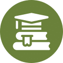 Books icon representing continuing education and training benefits for veterinary staff